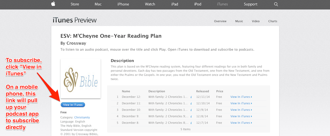 ESV M'Cheyne Bible Reading Podcast iTunes Tutorial