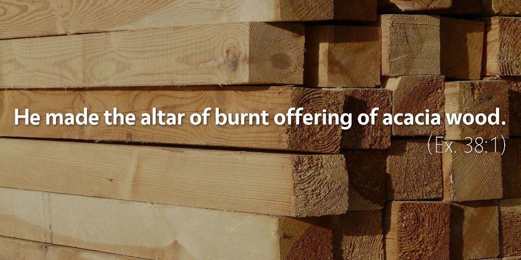 Exodus 38: He made the altar of burnt offering of acacia wood