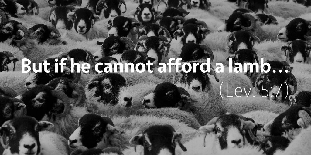 Leviticus 5: But if he cannot afford a lamb...
