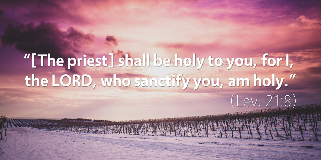Leviticus 21: The priest shall be holy to you for I the Lord who sanctify you am holy.