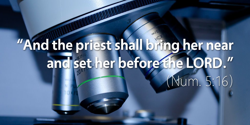 Numbers 5: And the priest shall bring her near and set her before the LORD.