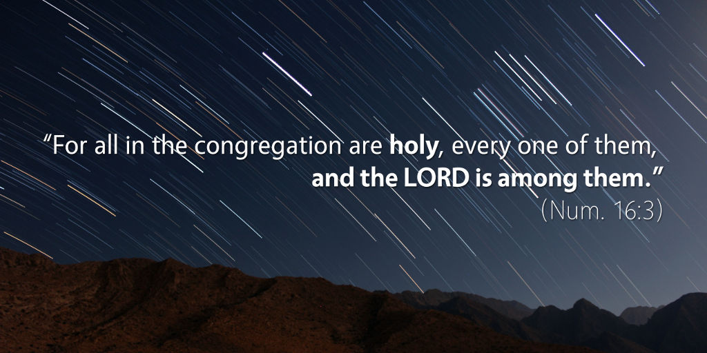 Numbers 16: For all in the congregation are holy, every one, and the LORD is among them..