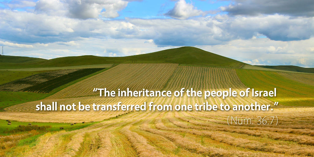 Numbers 36: The inheritance of the people of Israel shall not be transferred from one tribe to another.