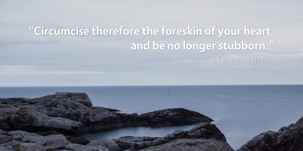 Deuteronomy 10: Circumcise therefore the foreskin of your heart and be no longer stubborn.