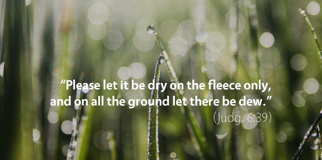 Judges 6: Please let it be dry on the fleece only and on all the ground let there be dew.