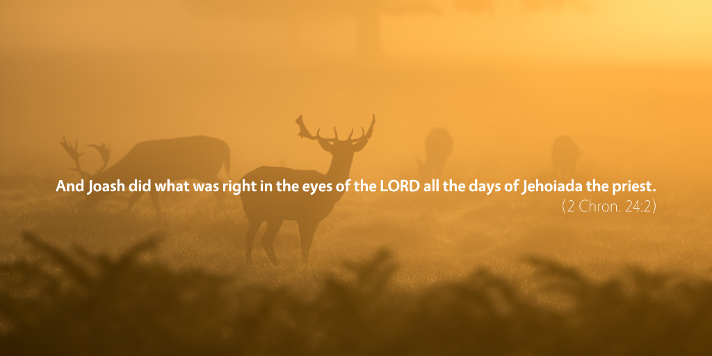 2 Chronicles 24: And Joash did what was right in the eyes of the LORD all the days of Jehoiada the priest.